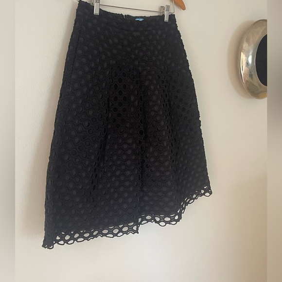 J McLaughlin Black Eyelet Skirt A Line Pleated Layered - Picture 5 of 9